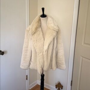 Abercrombie & Fitch Cream Faux Fur Coat
